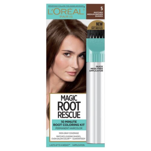 L'Oréal Paris Magic Root Rescue 5 Matches Medium Brown Shades Permanent Haircolor, 1 application