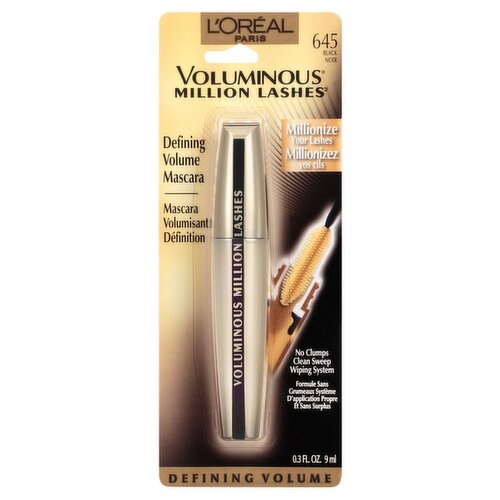 L'Oréal Paris Voluminous Million Lashes Defining Volume 645 Black Mascara, 0.3 fl oz