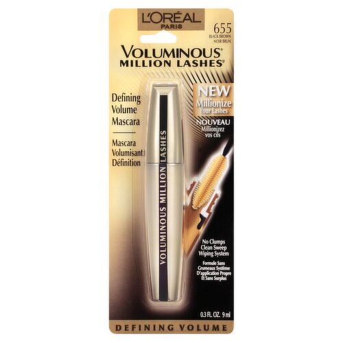 L'Oréal Paris Voluminous Million Lashes 655 Black Brown Defining Volume Mascara, 0.3 fl oz