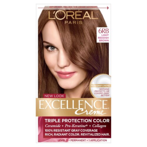 L'Oréal Paris Excellence Creme 6RB Light Reddish Brown Level 3 Permanent Haircolor, 1 application