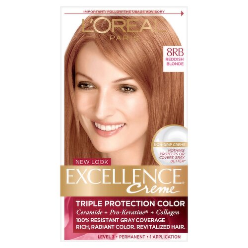 L'Oréal Paris Excellence Creme 8RB Reddish Blonde Level 3 Permanent Haircolor, 1 application