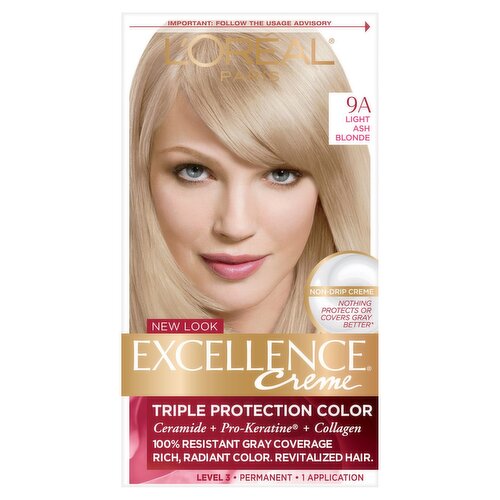 L'Oréal Paris Excellence Creme 9A Light Ash Blonde Level 3 Permanent Haircolor, 1 application