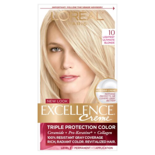 L'Oréal Paris Excellence Creme 10 Lightest Ultimate Blonde Permanent Haircolor, 1 application