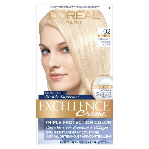 L'Oréal Paris Excellence Creme 02 High-Lift Extra Light Natural Ash Blonde Haircolor, 1 application