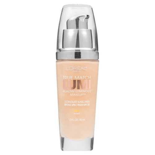 L'Oréal Paris True Match Lumi Warm W1-2 Porcelain Healthy Luminous Makeup Sunscreen, 1.0 fl oz