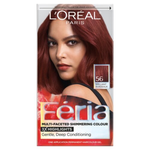 L'Oréal Paris Féria 56 Auburn Brown Permanent Haircolour Gel, one application