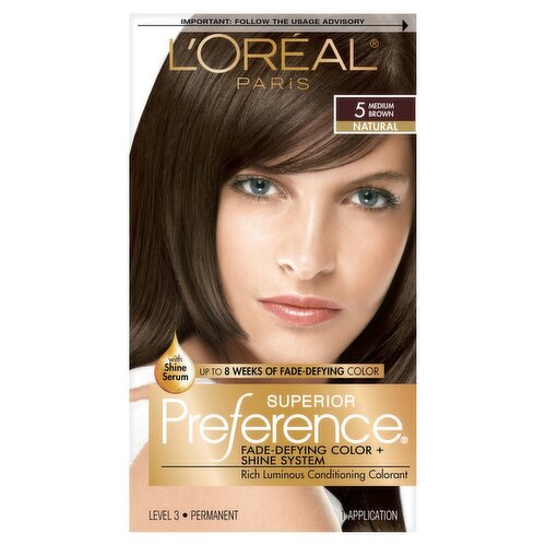 L'Oréal Paris Superior Preference 5 Medium Brown Natural Level 3 Permanent Haircolor, 1 application