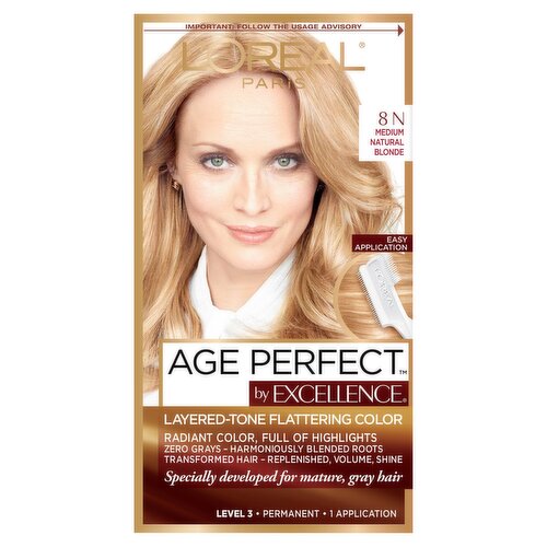 L'Oréal Paris Excellence 8N Medium Natural Blonde Level 3 Permanent Haircolor, 1 application