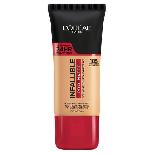 L'Oréal Paris Infallible 105 Natural Beige Pro-Matte Foundation, 1.0 fl oz