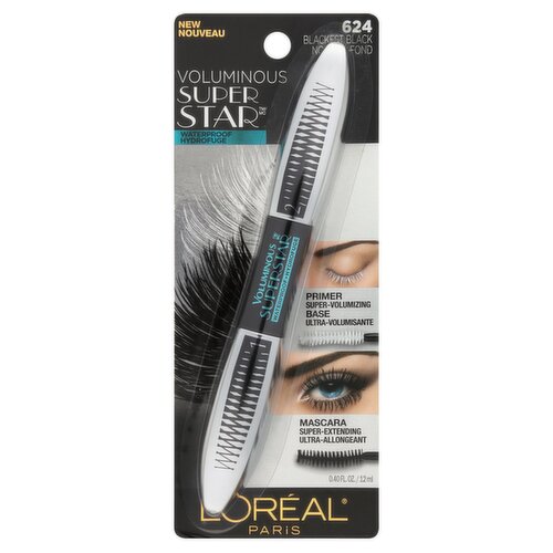 L'Oréal Paris Voluminous Superstar 624 Blackest Black Waterproof Mascara, 0.40 fl oz