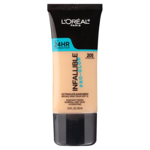 L'Oréal Paris Infallible Pro-Glow 205 Natural Beige Broad Spectrum Sunscreen, SPF 15, 1.0 fl oz