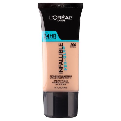 L'Oréal Paris Infallible 206 Buff Beige Pro-Glow Broad Spectrum Foundation, SPF 15, 1.0 fl oz