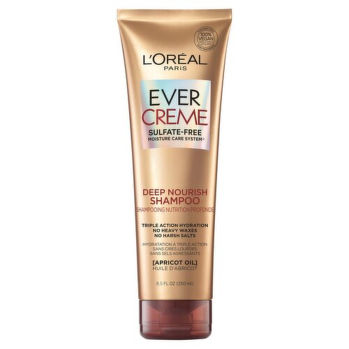 L'Oréal Paris EverCreme Deep Nourish Sulfate Free Shampoo for Dry Hair, 8.5 oz