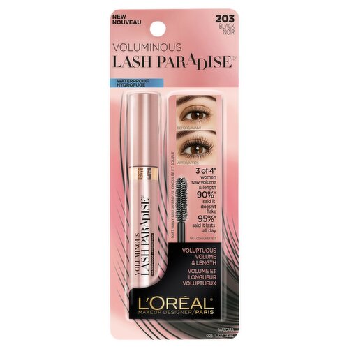 L'Oréal Paris Voluminous Lash Paradise 203 Black Waterproof Mascara, 0.25 fl oz