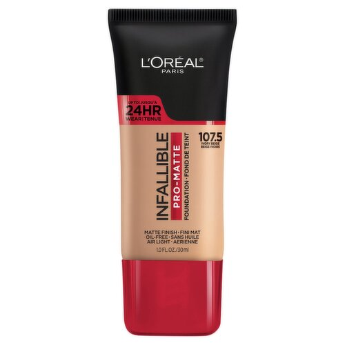 L'Oréal Paris Infallible 107.5 Ivory Beige Pro-Matte Foundation, 1.0 fl oz