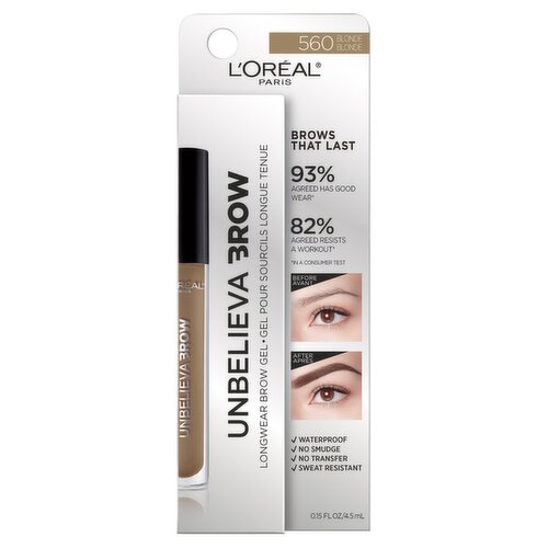 L'Oréal Paris Unbelieva 3Brow 560 Blonde Longwear Brow Gel, 0.15 fl oz