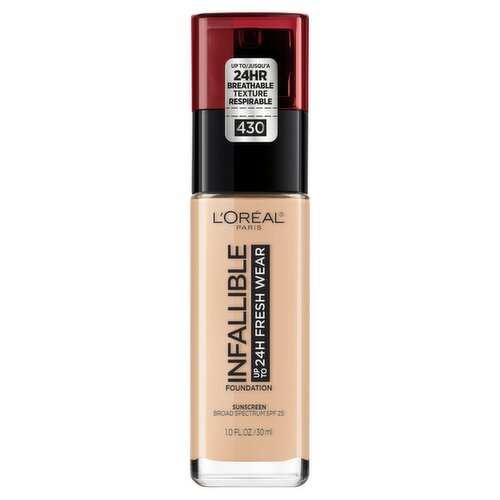 L'Oréal Paris Infallible 430 Ivory Buff Broad Spectrum Foundation Sunscreen, SPF 25, 10 fl oz