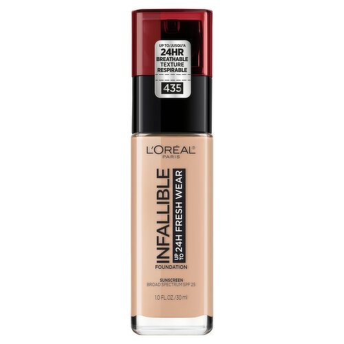 L'Oréal Paris Infallible 435 Rose Vanilla Broad Spectrum Foundation Sunscreen, SPF 25, 1.0 fl oz