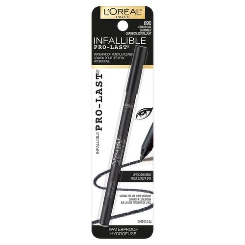 L'Oréal Paris Infallible Pro-Last 890 Charcoal Shimmer Waterproof Pencil Eyeliner, 0.042 oz