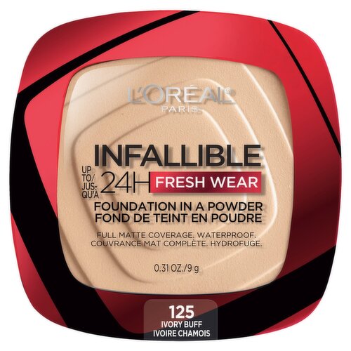 L'Oréal Paris Infallible 125 Ivory Buff Fresh Wear Foundation in a Powder, 0.31 oz