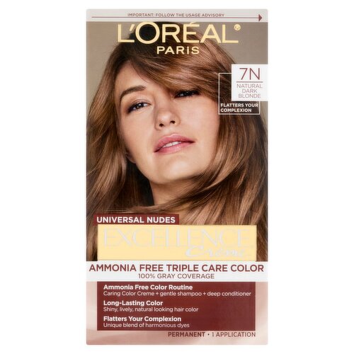 L'oréal Paris Excellence Creme 7N Natural Dark Blonde Universal Nudes Permanent Color, 1 application