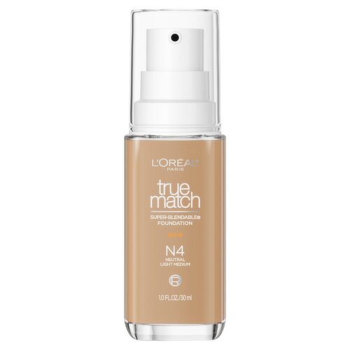 L'Oréal Paris True Match N4 Neutral Light Medium Super-Blendable Foundation, 1.0 fl oz