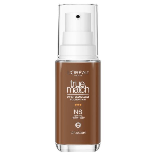 L'Oréal Paris True Match N8 Neutral Medium Deep Super-Blendable Foundation, 1.0 fl oz