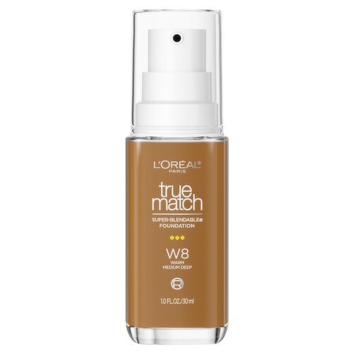 L'Oréal Paris True Match W8 Warm Medium Deep Super-Blendable Foundation, 1.0 fl oz