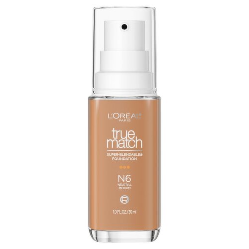 L'Oréal Paris True Match N6 Neutral Medium Super-Blendable Foundation, 1.0 fl oz