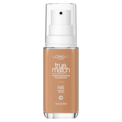 L'Oréal Paris True Match N6 Neutral Medium Super-Blendable Foundation, 1.0 fl oz