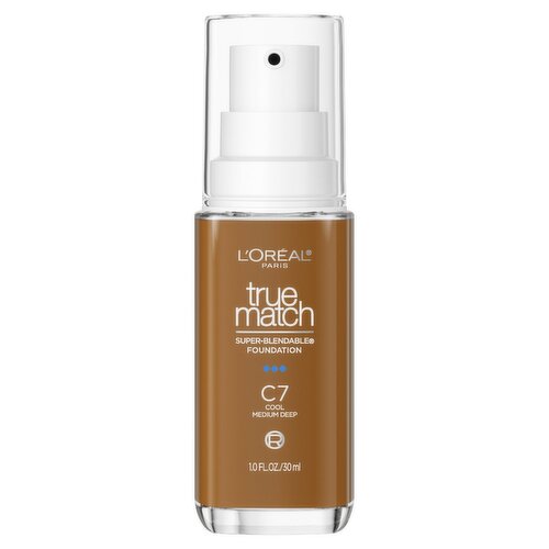 L'Oréal Paris True Match C7 Cool Medium Deep Super-Blendable Foundation, 1.0 fl oz