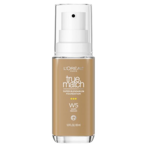 L'Oréal Paris True Match W5 Warm Medium Super-Blendable Foundation, 1.0 fl oz