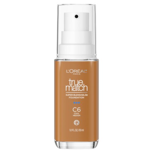 L'Oréal Paris True Match C6 Cool Medium Super-Blendable Foundation, 1.0 fl oz