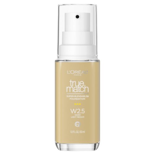 L'Oréal Paris True Match W2.5 Warm Light Medium Super-Blendable Foundation, 1.0 fl oz