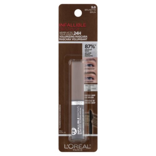 L'Oréal Paris Infallible Brows 5.0 Brunette Volumizing Mascara, 0.13 fl oz