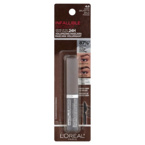 L'Oreal Paris 4.0 Dark Brunette Infallible Brows Volumizing Mascara, 0.13 fl oz