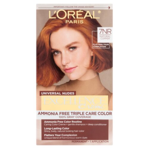L'oréal Paris Excellence Creme 7NR Natural Copper Universal Nudes Permanent Color, 1 application