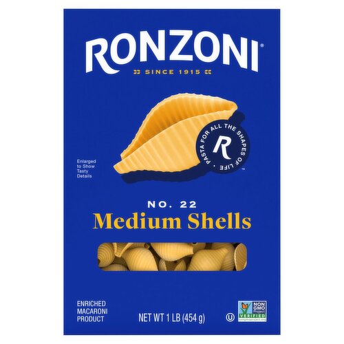 Ronzoni No. 22 Medium Shells Pasta, 1 lb