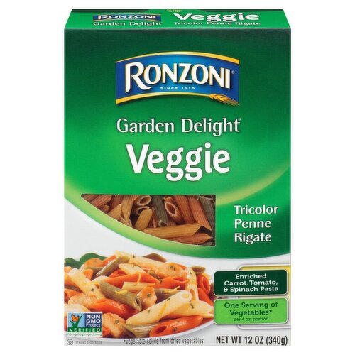 Ronzoni Garden Delight Veggie Tricolor Penne Rigate Pasta, 12 oz