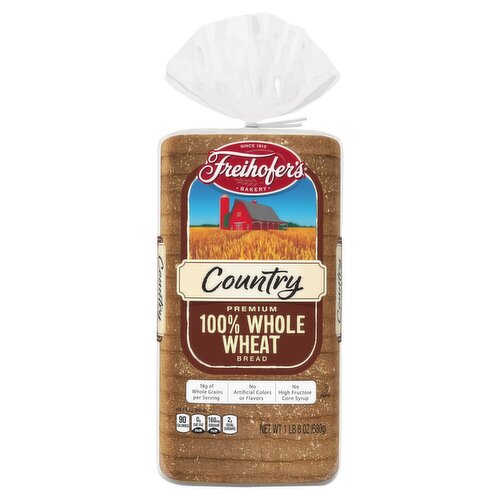 Freihofer's Bakery Country Premium 100% Whole Wheat Bread, 1 lb 8 oz