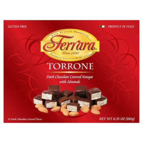 Ferrara Torrone Dark Chocolate Covered Nougat with Almonds, 15 count, 6.35 oz