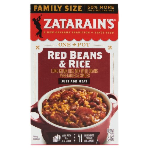 Zatarain's One Pot Red Beans & Rice Family Size, 12 oz