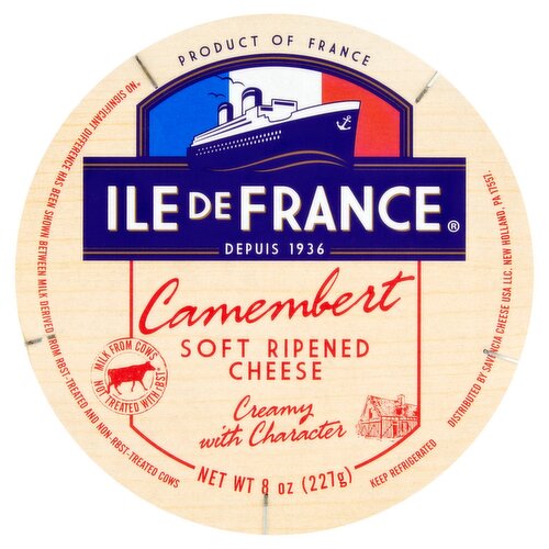 Ile de France Camembert Soft Ripened Cheese, 8 oz