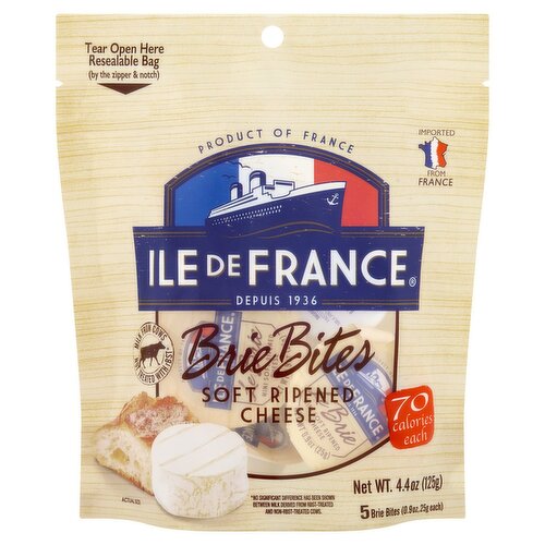 Ile de France Brie Bites Soft Ripened Cheese, 0.9 oz, 5 count