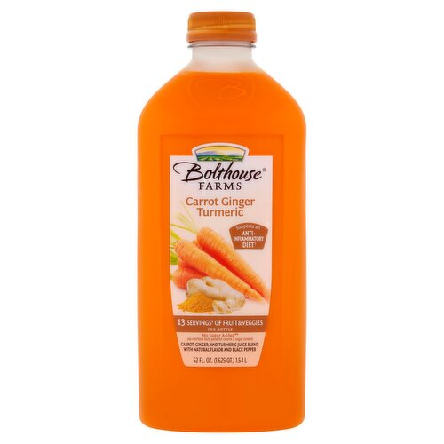 Bolthouse Farms No Sugar Added Carrot Ginger Turmeric Juice, 52 fl oz