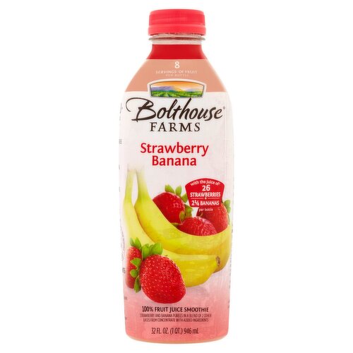 Bolthouse Farms Strawberry Banana 100% Fruit Juice Smoothie, 32 fl oz