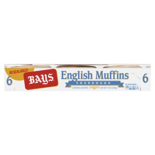 Bays Sourdough English Muffins, 6 count, 12 oz