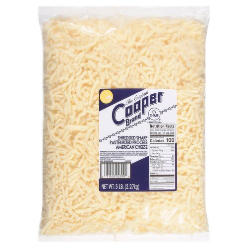 The Original Cooper Brand CV Sharp Shredded Sharp Pasteurized Process American Cheese, 5 lb