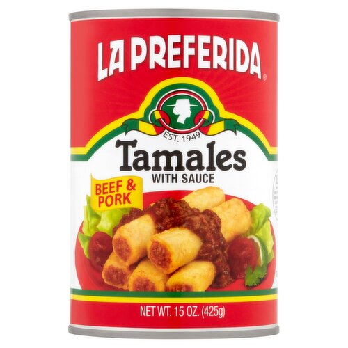 La Preferida Beef & Pork Tamales with Sauce, 15 oz