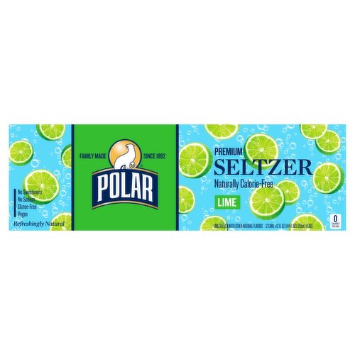 Polar Seltzer Water Lime, 12 fl oz cans, 12 pack